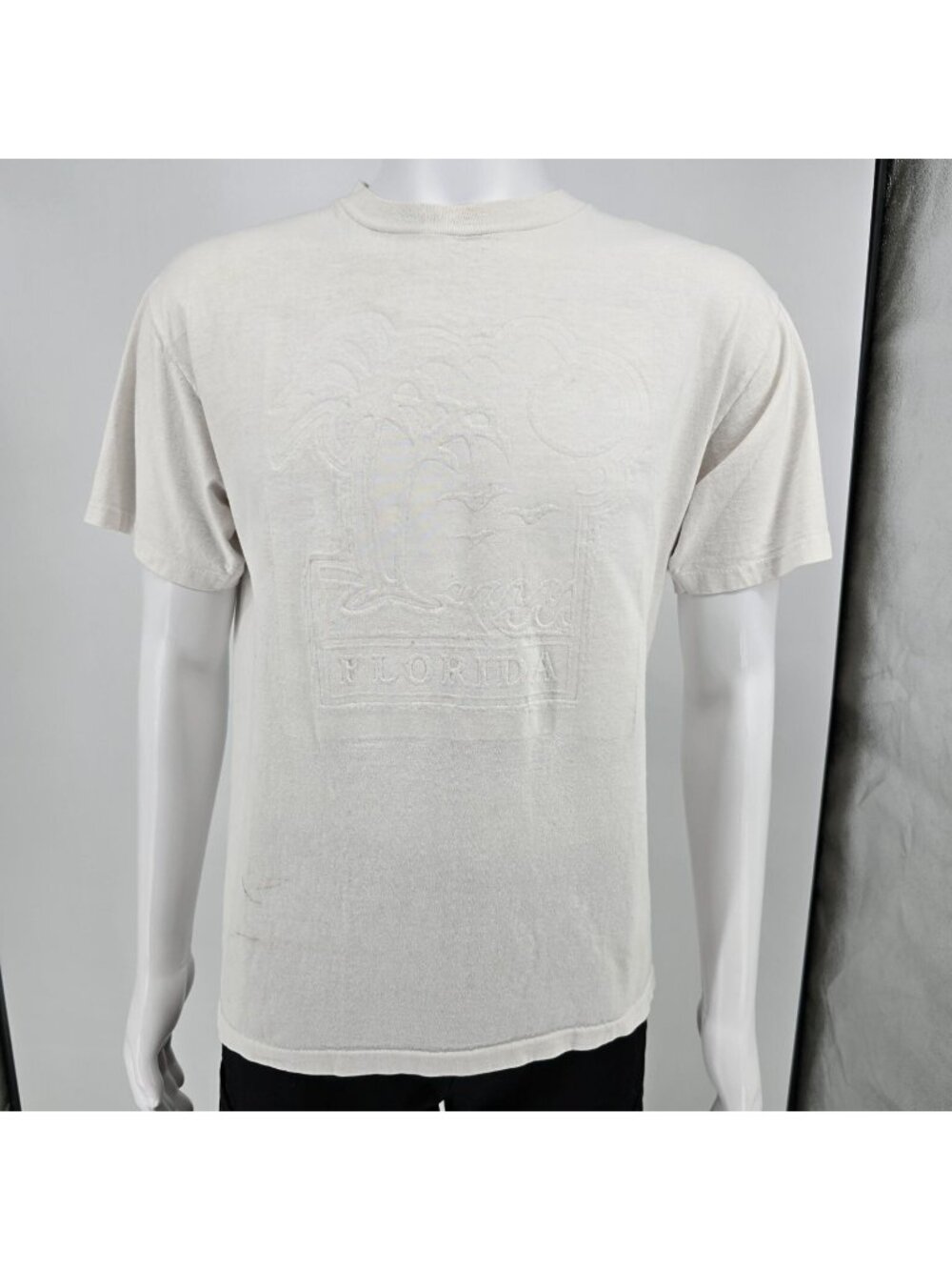 Vintage 1990s PowerPro by Oneita White Florida Embossed Graphic T-Shirt (L)